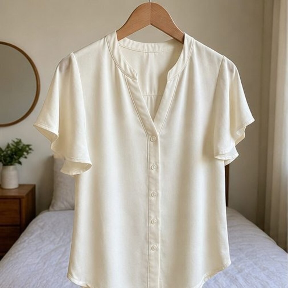 Cream Button Blouse